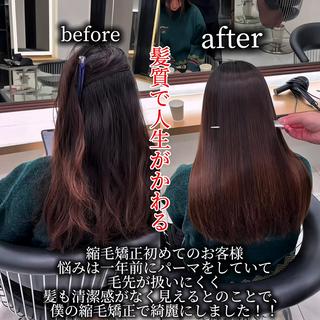 セミロング Miyu’s所属・縮毛矯正特化 髪質改善辻良輝のヘアスタイル