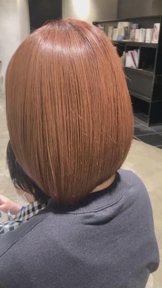 セミロング 暖色/艶髪/ボブ/ ショート/Ayaのヘアスタイル