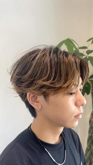 ショート カラー メンズ 鼎一真ハイトーン/ パーマ/何でも屋さんのヘアスタイル