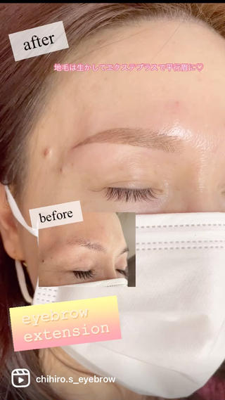 毛のない部分に直接つけられる眉毛エクステです。
ふさふさ眉に♡