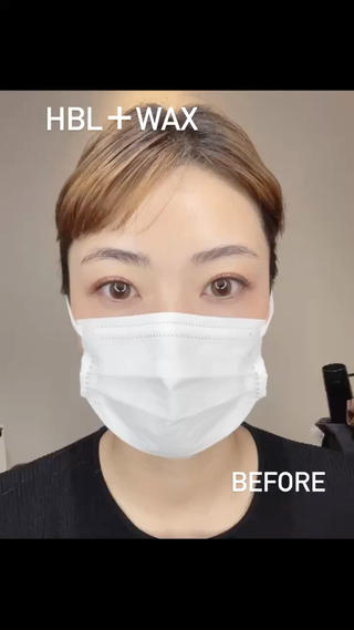 施術担当の夏美です
一か月ちょっと経ち
癖が出てきたのと眉周りの
産毛さんが気になってきたので
自分でHBL＋WAXの
お手入れをしました

ビフォーアフター見てください
アフターは、眉毛のメイク無しです！


あと、おでこのうっすらとあるものは
コテによる火傷です笑 