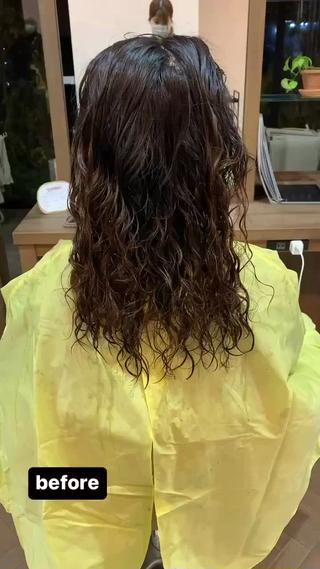 パーマをとって切りっぱなしカットにイメージチェンジ︎ 