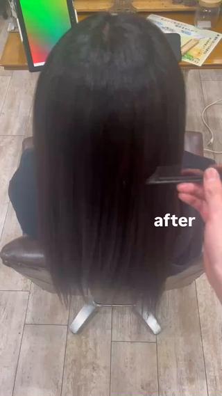 1つ前の投稿のafterになります!
縮毛矯正で真っ直ぐにして髪質改善でさらにツヤツヤにさせていただきました!