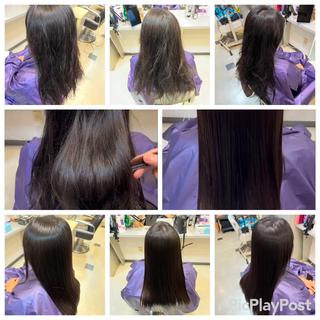 
仕上がりは手と荒櫛でとかしながら乾かしただけです。
ブローやアイロンは全くしておりません。 