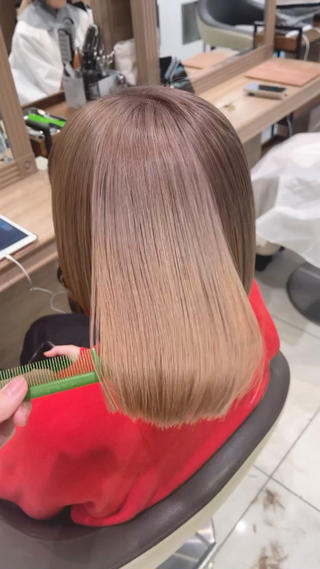 ブリーチ１回でブラウンカラー 