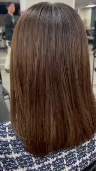 セミロング ヘアアレンジ Ryo横浜韓国ヘア/ 曲がる縮毛矯正特化のヘアスタイル