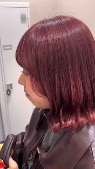 ミディアム カラー 暖色カラー/ブリーチ /ボブ/本間陽南のヘアスタイル