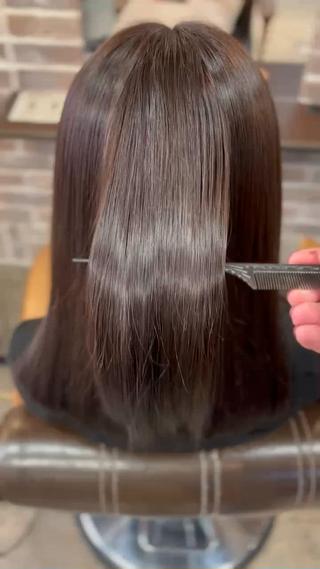 セミロング カラー ブリーチ/縮毛矯正/ 川野秀真のヘアスタイル