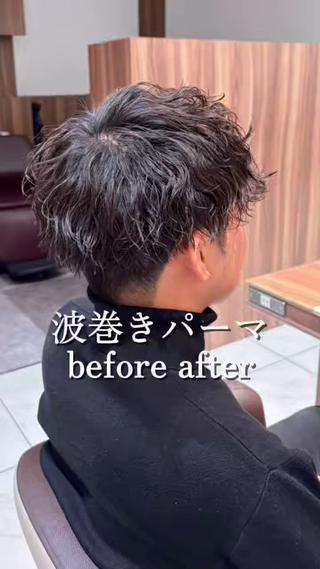 パーマ メンズ 🩵茗荷谷で1番 パーマ巻いてる萌🩵のヘアスタイル
