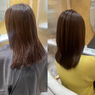 ナチュラルな縮毛矯正 
レイヤーも入っているので自然になるように◎
表面に出てるパヤパヤした毛も
少なくなります 