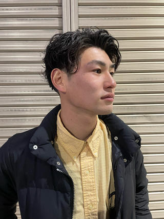 パーマ メンズ スパイキーパーマ 柏NO1 藤本葉のヘアスタイル