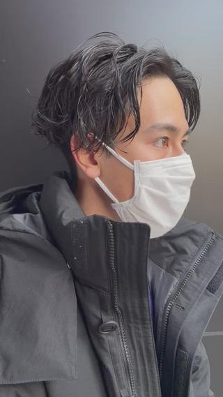 パーマ メンズ スパイキーパーマ 柏NO1 藤本葉のヘアスタイル