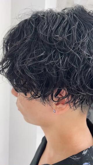 パーマ メンズ スパイキーパーマ 柏NO1 藤本葉のヘアスタイル