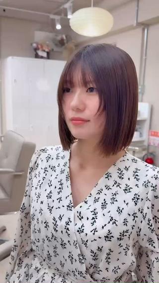 切りっぱなしボブ+顔まわりレイヤー
