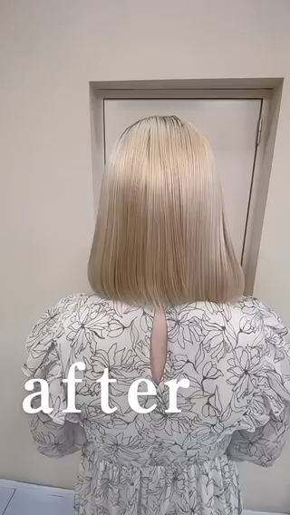 ブリーチ回数5回
ホワイトブロンドに縮毛矯正
ダメージレスに体力を見極めながら薬剤を調節し、薬剤の放置時間から熱入れアイロン中間処理、after処理と全ての工程に細心の注意を測って進めていきます。
ブリーズ縮毛矯正難民の方ぜひお任せください。