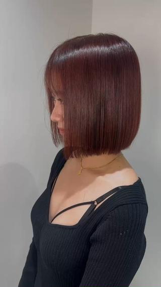 ミディアム カラー 髪質改善/縮毛矯正 /ブリーチ矯正/岡部のヘアスタイル