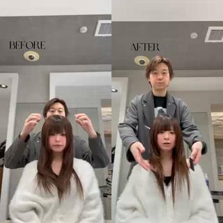 ロング パーマ 髪質改善/縮毛矯正 /ブリーチ矯正/岡部のヘアスタイル