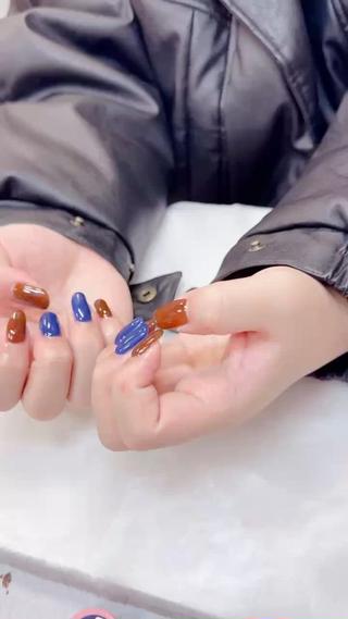 #ワンカラー#ブラウンネイル#冬ネイル#ブルーネイル 