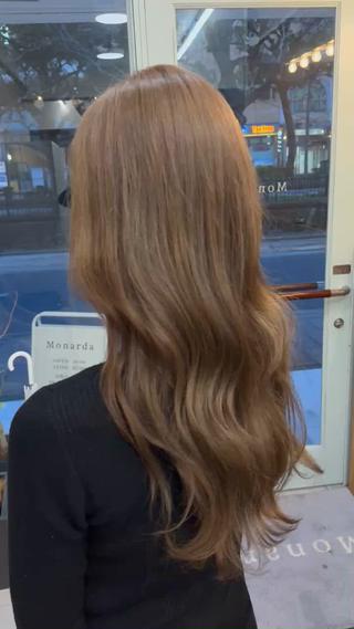 ロング ブリーチ/透明感/ 岡山駅/のりまきのヘアスタイル