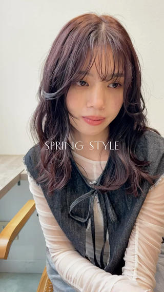 ミディアム カラー パーマ 抜け感ボブ×パーマ ｜kazaneのヘアスタイル