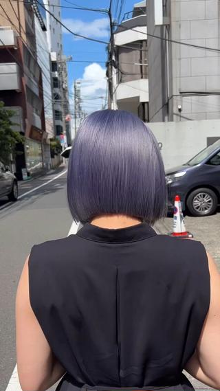 ショート カラー ムラ修正💎 艶髪ハイトーン💎のヘアスタイル