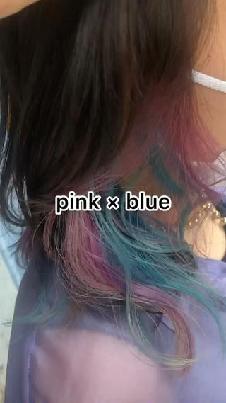 インナーカラーブリーチのみで可愛いユニコーンカラー、オーロラカラー
耳周りのみのブリーチ範囲のイヤリングカラーでもお得に可愛くなれます
春休み、卒業後のカラーに是非