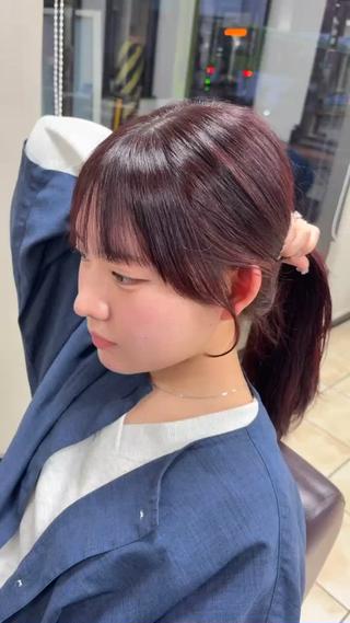 顔まわりカット
ワインレッド 