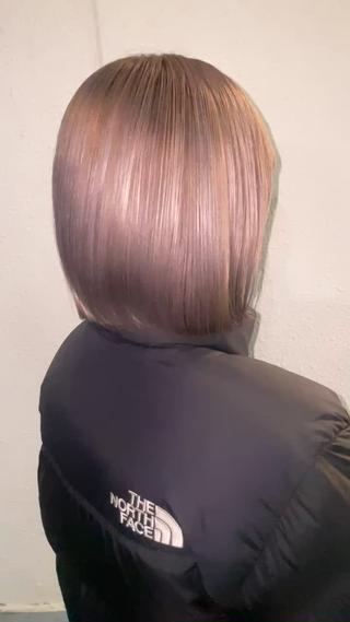 ミディアム 🎀ハイトーン/ 艶カラー/夕月🎀のヘアスタイル