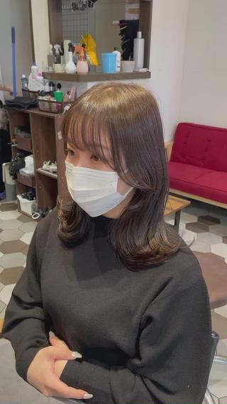 ミディアム カラー ヘアアレンジ 酸性縮毛矯正🧴韓国 レイヤー/髪質改善のヘアスタイル