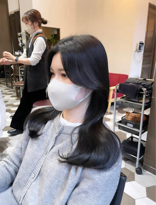 韓国ヘア、韓国スタイル
くびれヘア、お色気くびれスタイル
髪質改善、髪質改善カラー、
TOKIOトリートメント、グレーブラック 