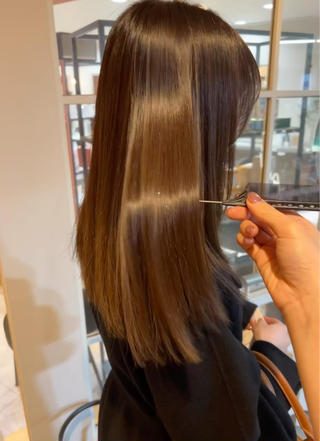髪質改善ストレート × アッシュブラウン 