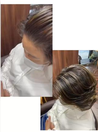 白髪チラホラ気になって
細めのハイライト入れて
color 