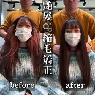 セミロング 髪質改善サロンR’eel銀座所属・🌹圧倒的な縮毛矯正 🌹篠崎祥吾のヘアスタイル
