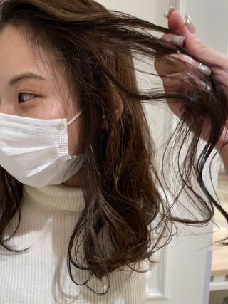 セミロング カラー ベージュ/インナー カラー🤍Rieのヘアスタイル