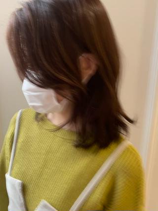ミディアム カラー ベージュ/インナー カラー🤍Rieのヘアスタイル