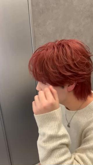 レッドブラウン×シースルーフェザーショート 