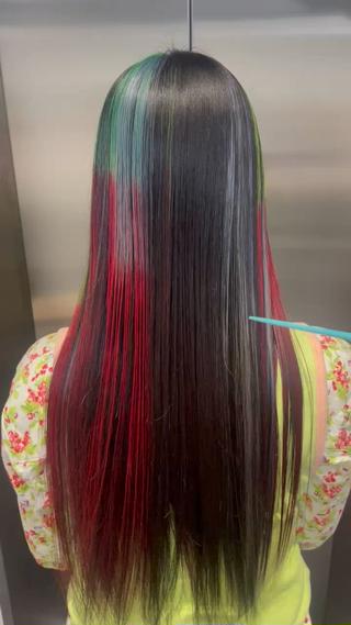 地毛から地毛を残しつつポイントでブリーチデザインカラー 