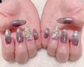 #マグネットネイル #マグネットフレンチ #フレンチ #リボンネイル #埋め込みネイル 