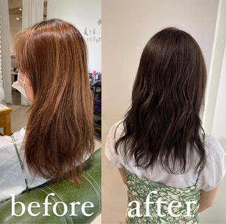 艶髪ウルフグレージュ
before＆afte 