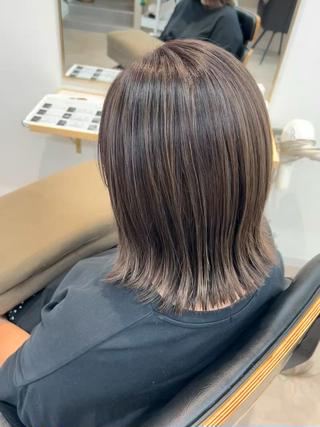 ミディアム カラー 韓国ボブ/レイヤー/ ハイトーン/まなみのヘアスタイル