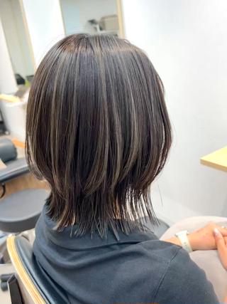 ミディアム カラー 韓国ボブ/レイヤー/ ハイトーン/まなみのヘアスタイル