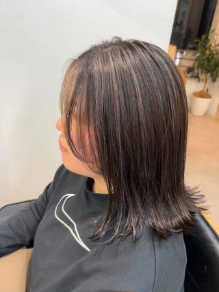 ミディアム カラー 韓国ボブ/レイヤー/ ハイトーン/まなみのヘアスタイル