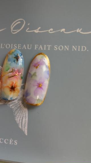 水彩フラワーネイル 