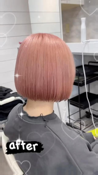 ボブスタイル　ミルキーピンク 