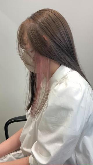 セミロング カラー 髪質改善/縮毛矯正 /美髪カラー/こてのヘアスタイル