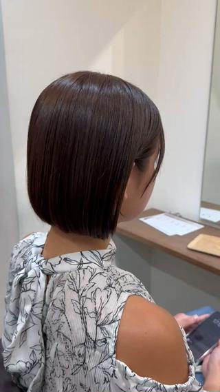 ボブ/ミニボブ/小顔カット/ピンクブラウン 