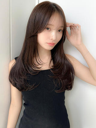 セミロング カラー 新宿/韓国風レイヤー 髪質改善/渋谷直樹のヘアスタイル