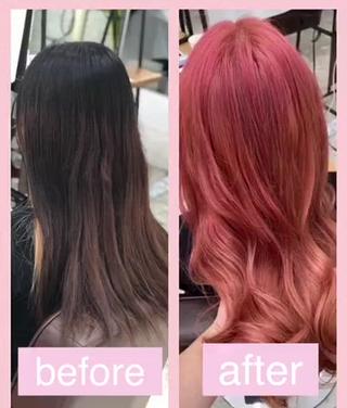 中間ブリーチ2回
毛先ブリーチ複数回
インナーカラー
アイロンによる熱ダメージ
セルフブリーチ
暗染め(グレーカラー)
この難解履歴に挑戦しました！ 