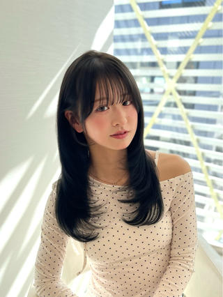 セミロング ♥️透明感×抜け感 ベージュ/佑珠♥️のヘアスタイル