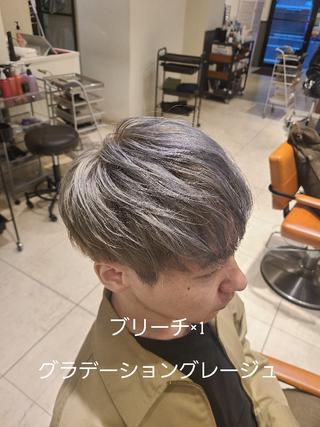 ブリーチ1回/グラデーションカラー/前髪ツイストスパイラルパーマ履歴あり 